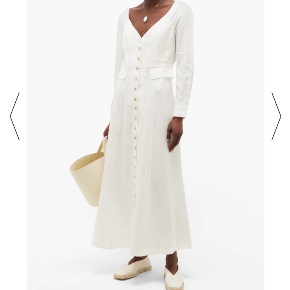 NWT Mara Hoffman Long-Sleeved White Linen Dress